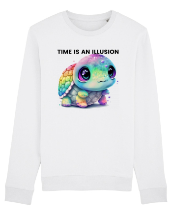 Broasca testoasa pictata in acuarela cu mesajul  Time is an Illusion White