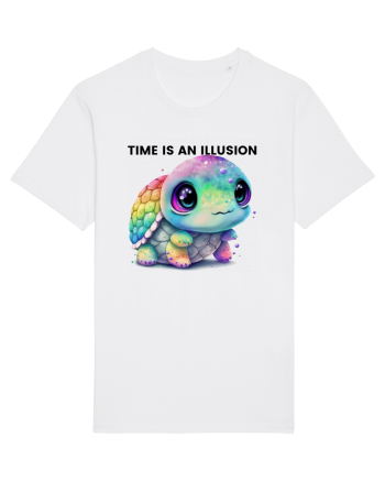Broasca testoasa pictata in acuarela cu mesajul  Time is an Illusion White
