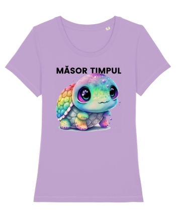 Broasca testoasa pictata in acuarela cu mesajul  Masor Timpul Lavender Dawn