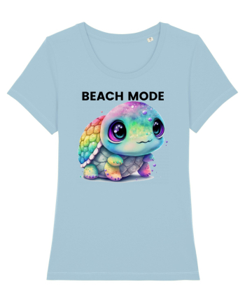 Broasca testoasa pictata in acuarela cu mesajul  Beach Mode Sky Blue