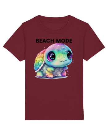 Broasca testoasa pictata in acuarela cu mesajul  Beach Mode Burgundy