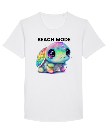 Broasca testoasa pictata in acuarela cu mesajul  Beach Mode White