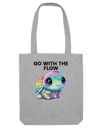 Broasca testoasa pictata in acuarela cu mesajul  Go with the Flow Heather Grey