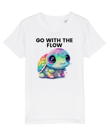 Broasca testoasa pictata in acuarela cu mesajul  Go with the Flow White