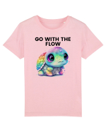 Broasca testoasa pictata in acuarela cu mesajul  Go with the Flow Tricou mânecă scurtă  Copii Mini Creator