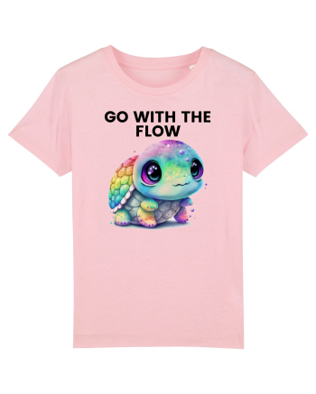 Broasca testoasa pictata in acuarela cu mesajul  Go with the Flow Cotton Pink
