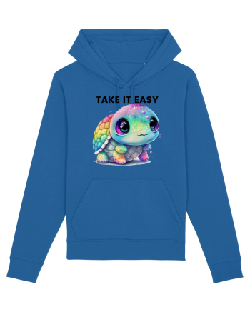 Broasca testoasa pictata in acuarela cu mesajul  Take it Easy Royal Blue