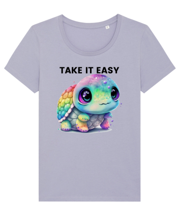 Broasca testoasa pictata in acuarela cu mesajul  Take it Easy Lavender