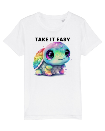 Broasca testoasa pictata in acuarela cu mesajul  Take it Easy White