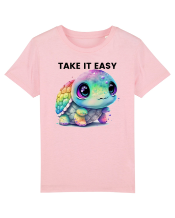 Broasca testoasa pictata in acuarela cu mesajul  Take it Easy Cotton Pink