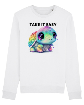 Broasca testoasa pictata in acuarela cu mesajul  Take it Easy White