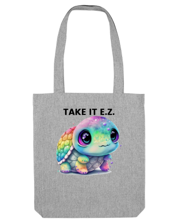 Broasca testoasa pictata in acuarela cu mesajul  Take it E.Z. Heather Grey