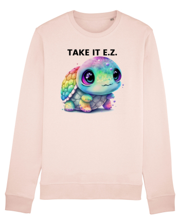Broasca testoasa pictata in acuarela cu mesajul  Take it E.Z. Candy Pink