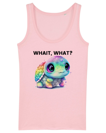 Broasca testoasa pictata in acuarela cu mesajul Wait, What? Cotton Pink