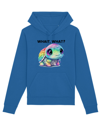 Broasca testoasa pictata in acuarela cu mesajul Wait, What? Royal Blue