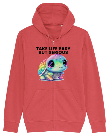 Broasca testoasa pictata in acuarela cu mesajul Take Life Easy but Serious Carmine Red