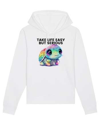Broasca testoasa pictata in acuarela cu mesajul Take Life Easy but Serious White