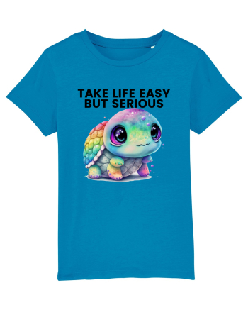 Broasca testoasa pictata in acuarela cu mesajul Take Life Easy but Serious Azur