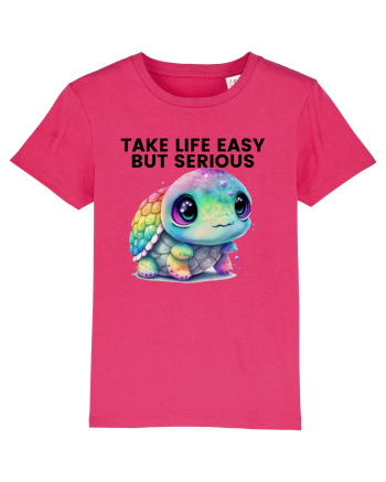 Broasca testoasa pictata in acuarela cu mesajul Take Life Easy but Serious Raspberry