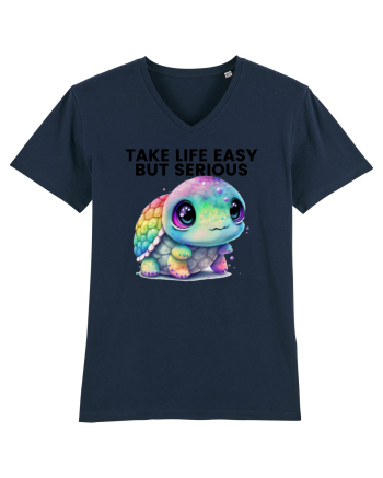 Broasca testoasa pictata in acuarela cu mesajul Take Life Easy but Serious French Navy