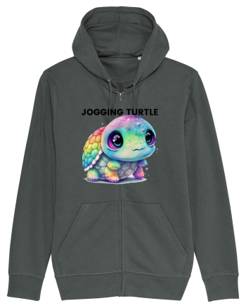 Broasca testoasa pictata in acuarela cu mesajul Jogging Turtle Anthracite