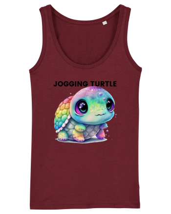 Broasca testoasa pictata in acuarela cu mesajul Jogging Turtle Burgundy