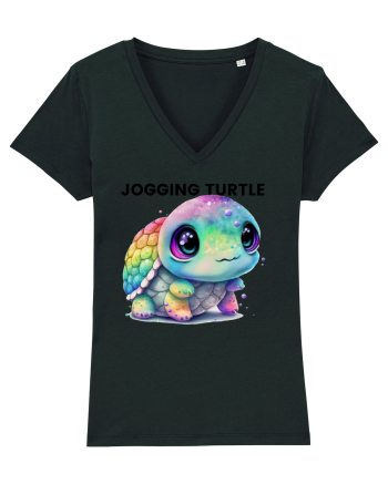 Broasca testoasa pictata in acuarela cu mesajul Jogging Turtle Black