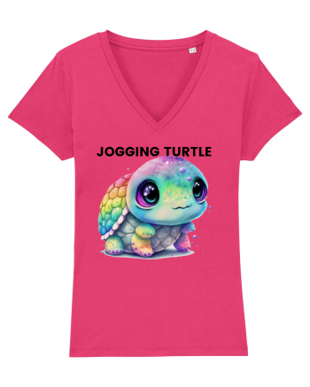 Broasca testoasa pictata in acuarela cu mesajul Jogging Turtle Raspberry