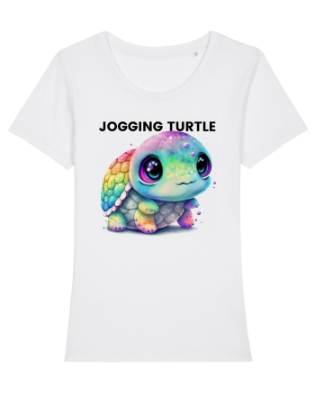 Broasca testoasa pictata in acuarela cu mesajul Jogging Turtle White
