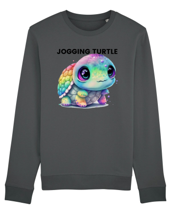 Broasca testoasa pictata in acuarela cu mesajul Jogging Turtle Anthracite