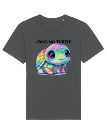 Broasca testoasa pictata in acuarela cu mesajul Jogging Turtle Anthracite