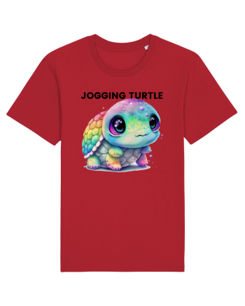 Broasca testoasa pictata in acuarela cu mesajul Jogging Turtle Red
