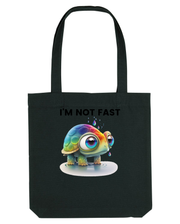 Broasca testoasa pictata in acuarela cu mesajul I'm not fast Black