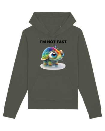 Broasca testoasa pictata in acuarela cu mesajul I'm not fast Khaki