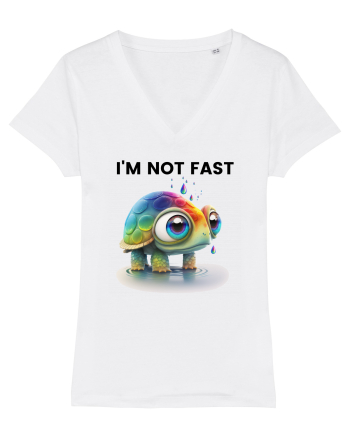 Broasca testoasa pictata in acuarela cu mesajul I'm not fast White