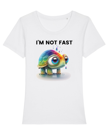 Broasca testoasa pictata in acuarela cu mesajul I'm not fast White