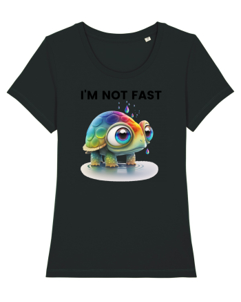 Broasca testoasa pictata in acuarela cu mesajul I'm not fast Black