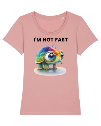 Broasca testoasa pictata in acuarela cu mesajul I'm not fast Canyon Pink