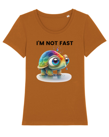 Broasca testoasa pictata in acuarela cu mesajul I'm not fast Roasted Orange