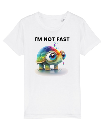 Broasca testoasa pictata in acuarela cu mesajul I'm not fast White
