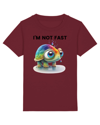 Broasca testoasa pictata in acuarela cu mesajul I'm not fast Burgundy