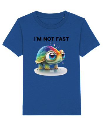 Broasca testoasa pictata in acuarela cu mesajul I'm not fast Majorelle Blue