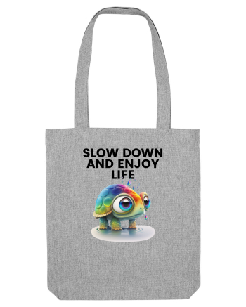 Broasca testoasa pictata in acuarela cu mesajul  Slow Down and Enjoy Life Heather Grey
