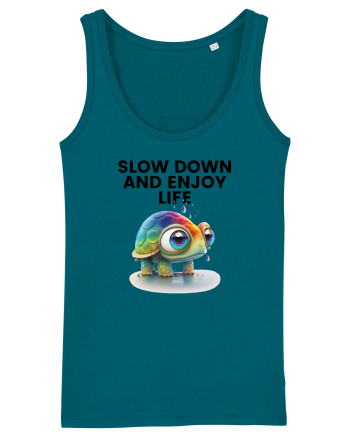 Broasca testoasa pictata in acuarela cu mesajul  Slow Down and Enjoy Life Ocean Depth
