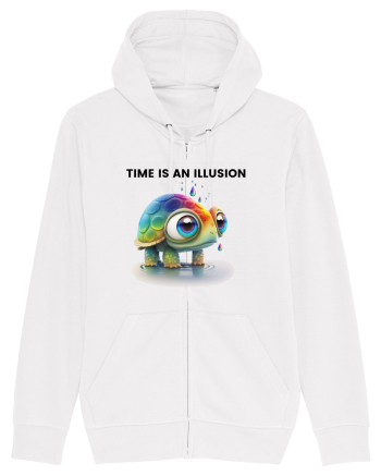 Broasca testoasa pictata in acuarela cu mesajul  Time is an Illusion White