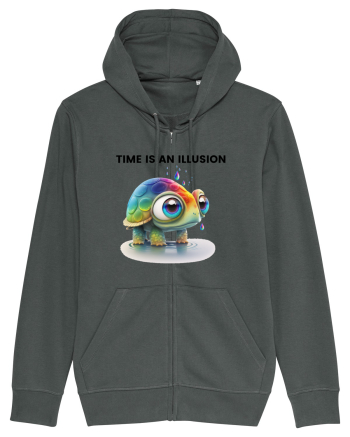 Broasca testoasa pictata in acuarela cu mesajul  Time is an Illusion Anthracite