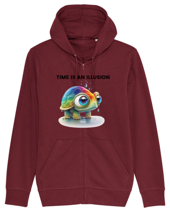 Broasca testoasa pictata in acuarela cu mesajul  Time is an Illusion Burgundy