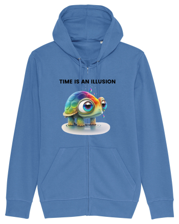Broasca testoasa pictata in acuarela cu mesajul  Time is an Illusion Bright Blue