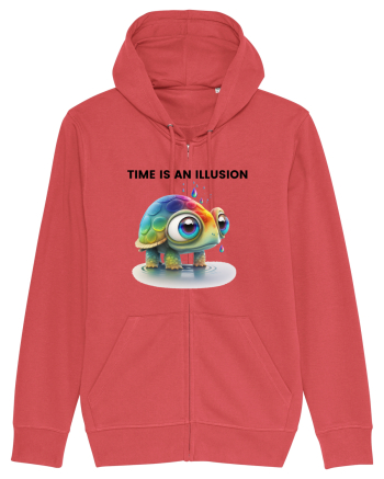 Broasca testoasa pictata in acuarela cu mesajul  Time is an Illusion Carmine Red
