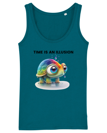 Broasca testoasa pictata in acuarela cu mesajul  Time is an Illusion Ocean Depth